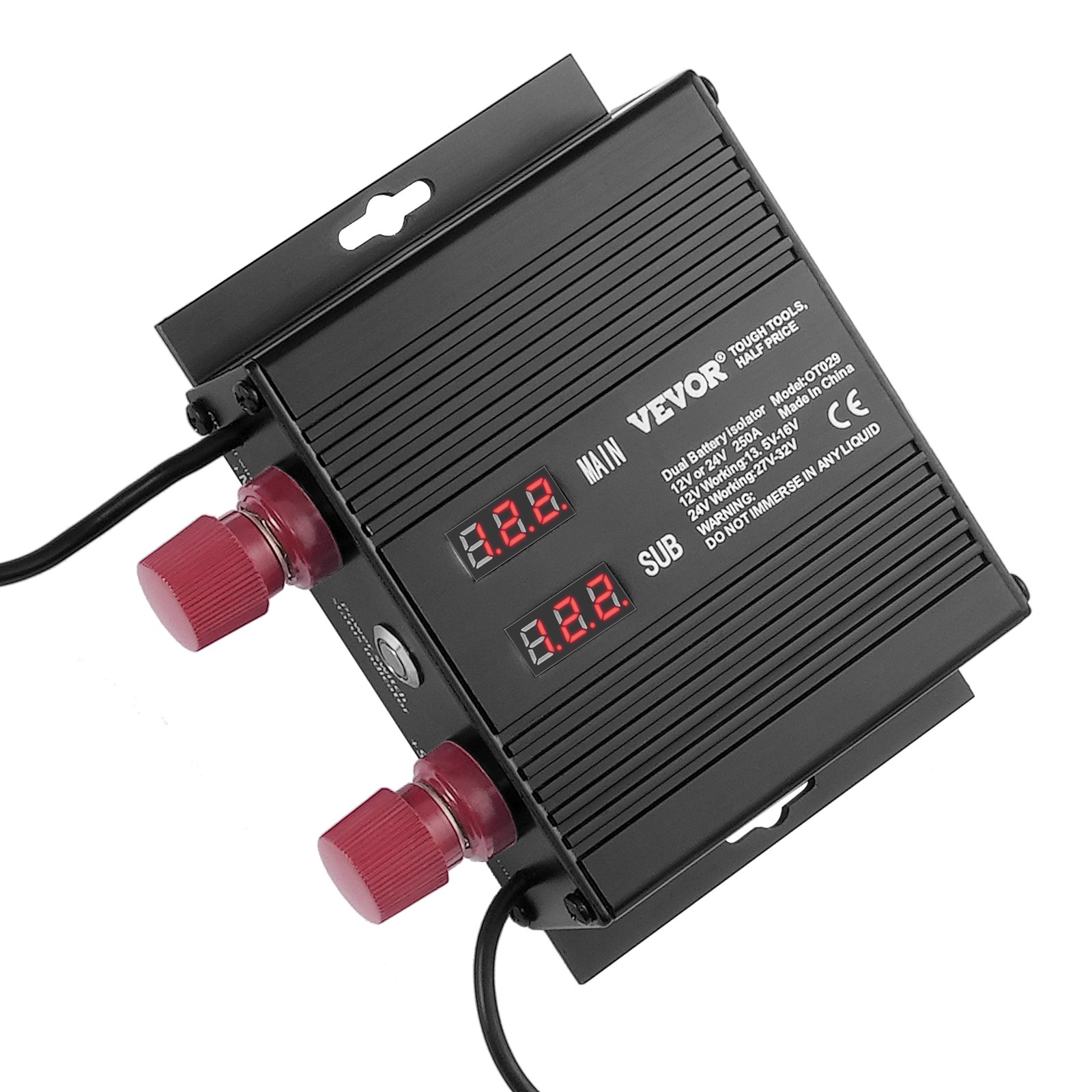 VEVOR Isolatore Intelligente Doppia Batteria, 12V/24V, VSR Universale Relè Sensibile Tensione Isolatore Batteria Intelligente Schermo LCD, per ATV UTV RV Camper Fuoristrada Caravan Camion Barca Yacht