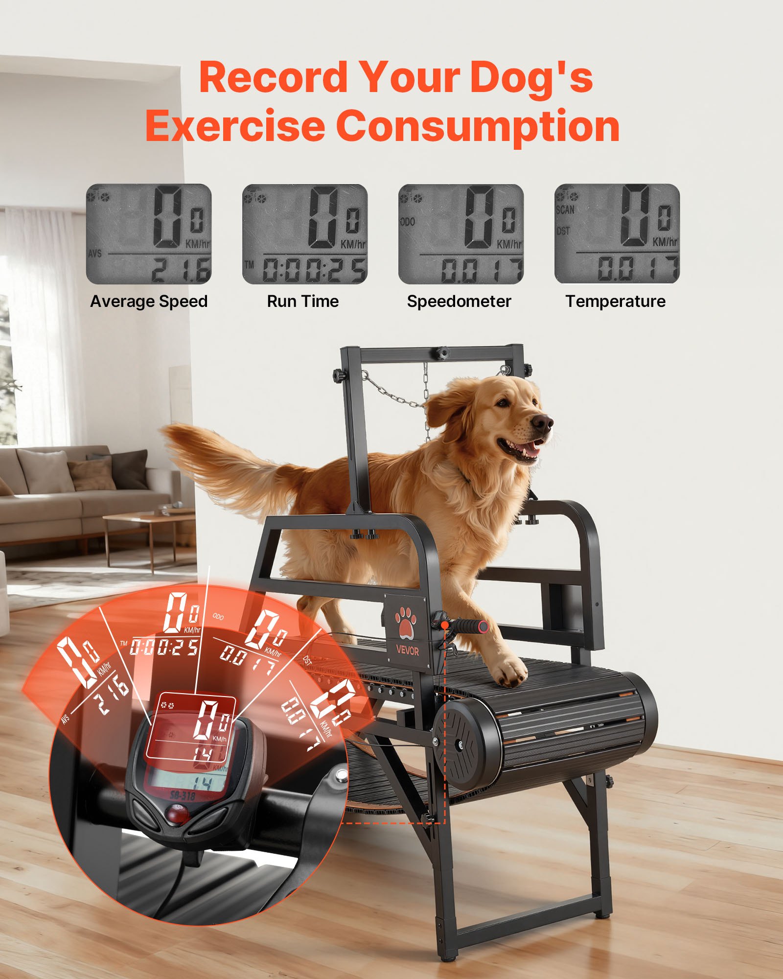 VEVOR Tapis Roulant per Cani di Taglia Grande Fino a 199,58 kg, Macchina da Corsa per Animali Domestici con Rampe Regolabili, Corsa e Passeggiata con Pista Non Elettrica, Altezza di Inclinazione 15 cm
