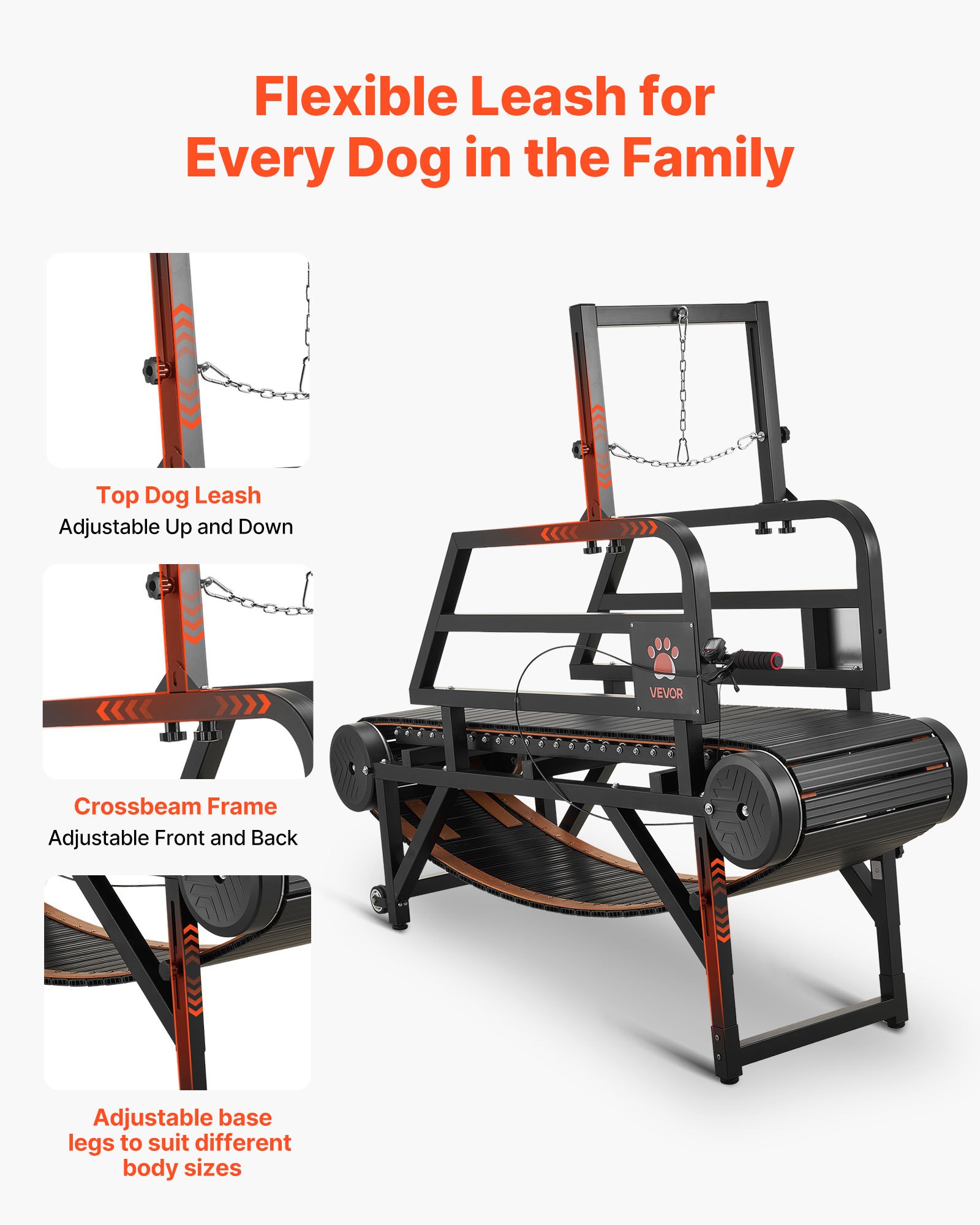 VEVOR Tapis Roulant per Cani di Taglia Media, Capacità di Peso 199,58 kg, Macchina da Corsa per Cani Non Elettrica con Freno e Ruote per Trasporto e Inclinazione 15 cm, Esercizio Fisico Interno Sano