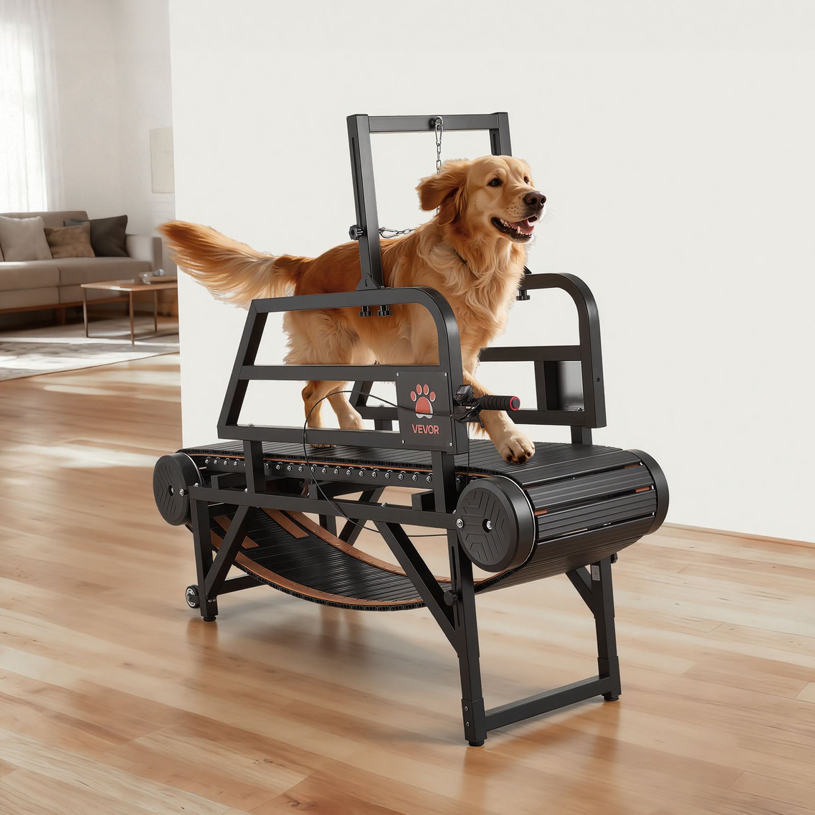 VEVOR Tapis Roulant per Cani di Taglia Media, Capacità di Peso 199,58 kg, Macchina da Corsa per Cani Non Elettrica con Freno e Ruote per Trasporto e Inclinazione 15 cm, Esercizio Fisico Interno Sano