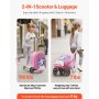 VEVOR Valigia per Monopattino da Viaggio 32,5 x 28,9 x 52,1 cm, Trolley per Scooter Carico max. 50 kg, Valigia per Scooter Impugnatura Antiscivolo in TPR, Monopattino Valigia Pieghevole, Viola