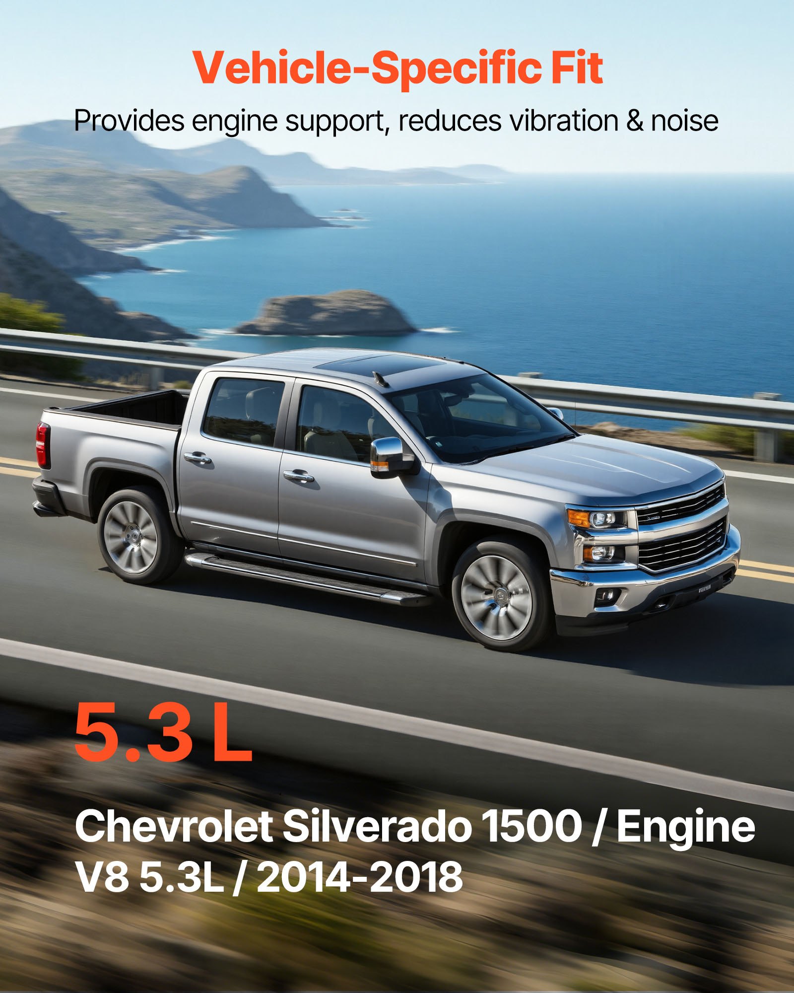 VEVOR Kit di Montaggio Motore di Ricambio, Set da 2, Compatibile con Chevrolet Silverado 1500 5.3L V8 2014-2018, Sostituisce OE# 84175582, 84175583, Supporti Anteriori Sinistro e Destro