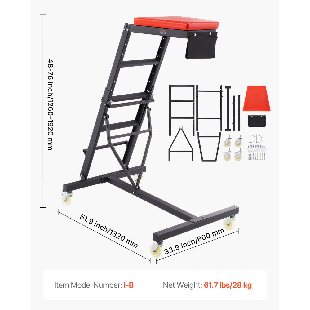 VEVOR Automotive Topside Creeper, vehicle creeper for car repair and maintenance, with adjustable height from 126 to 192 cm, 181.44 kg capacity, tall creeper, 4 swivel casters, robust