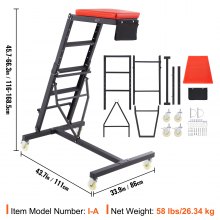 VEVOR Creeper Superiore per Riparazione Motore Automobili Altezza Regolabile 1160-1685 mm, Creeper Capacità Carico max. 181kg 4 Ruote Piroettanti, Creeper Pieghevole Carichi Pesanti per Manutenzione