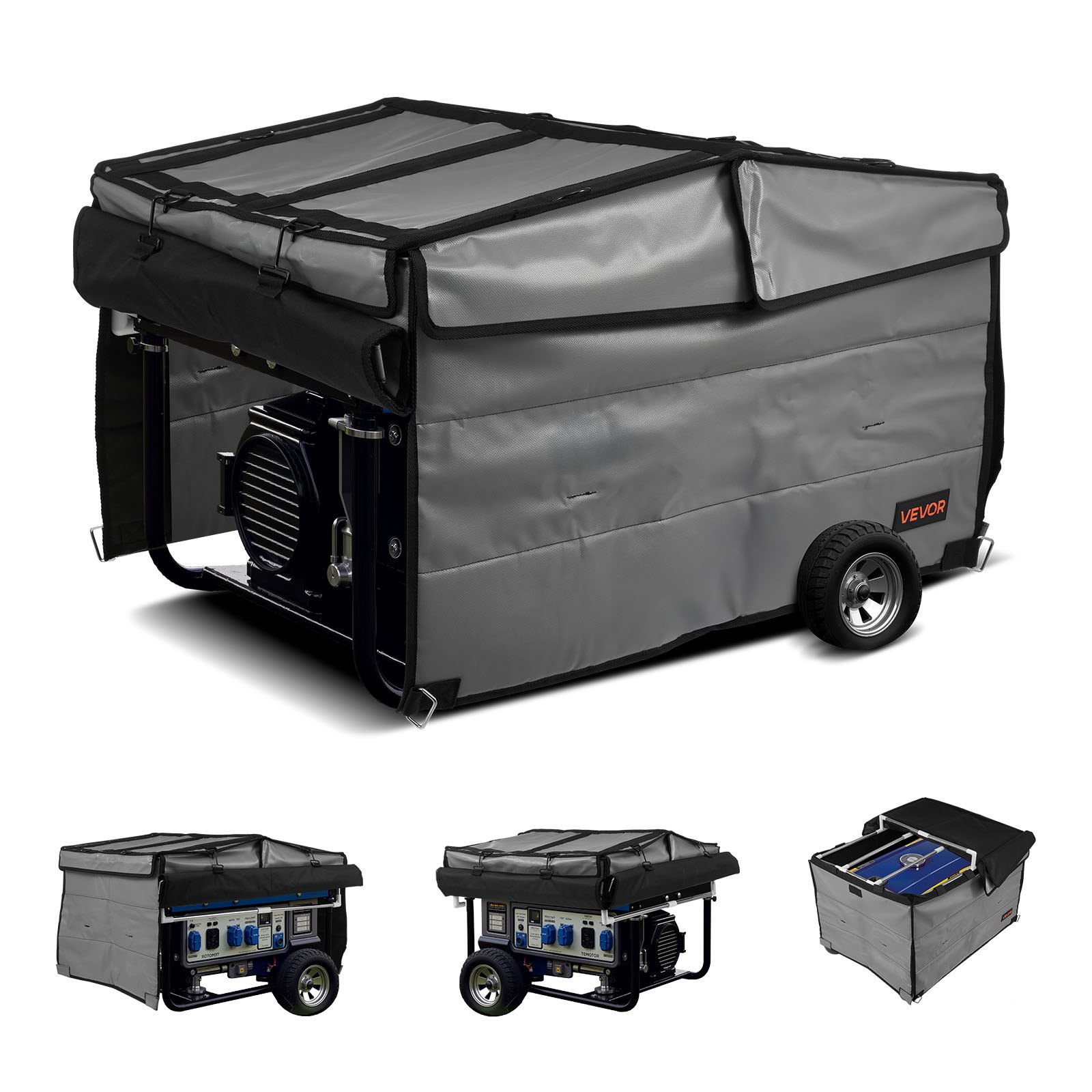 VEVOR Copertura Impermeabile per Generatori 865 x 657 x 535 mm Copertura del Generatore, Universale, per Maggior Parte dei Generatori 3500 a 12000 W con Tessuto Oxford 420D Spesso e Resistente, Grigio