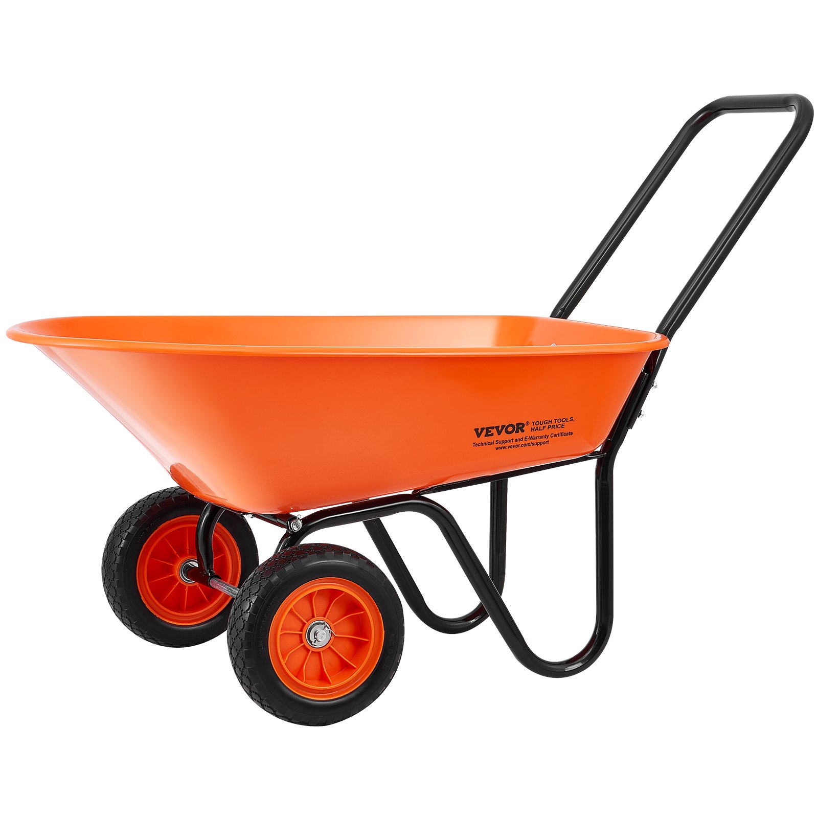 VEVOR Wheelbarrow Cart, 5 cubic foot loading volume and 397 lbs capacity, 2-wheeled garden tipper, garden cart with handle and 10-inch wide track wheels, easy-to-load garden cart and cart for outdoor lawns