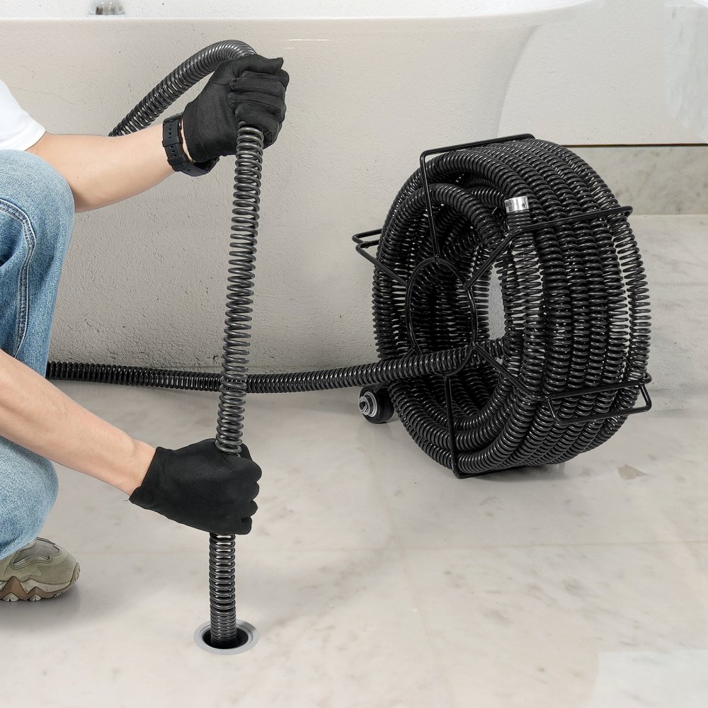 VEVOR Cavo per Pulizia Scarichi con 6 Taglierine Cavo per Pulizia Scarichi Sezionale per Tubi da 50 a 200 mm Cavo per Coclea di Scarico Fognario a Nucleo Cavo per Lavello, Scarico a Pavimento, WC