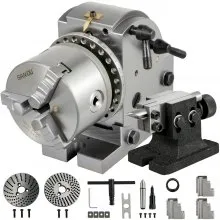 VEVOR BS-0 Testa di Divisione 4pollici/100mm Testa di Indicizzazione Testa Divisoria Testa Divisione Per Fresatrice Tavola Rotante