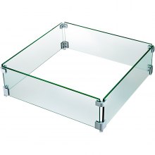 VEVOR Paravento Quadrato per braciere 48.6 * 48.6 * 15cm Parabrezza del Bruciatore Spessore 8mm Vetro Protezione Antivento, Recinzione in Vetro Antivento