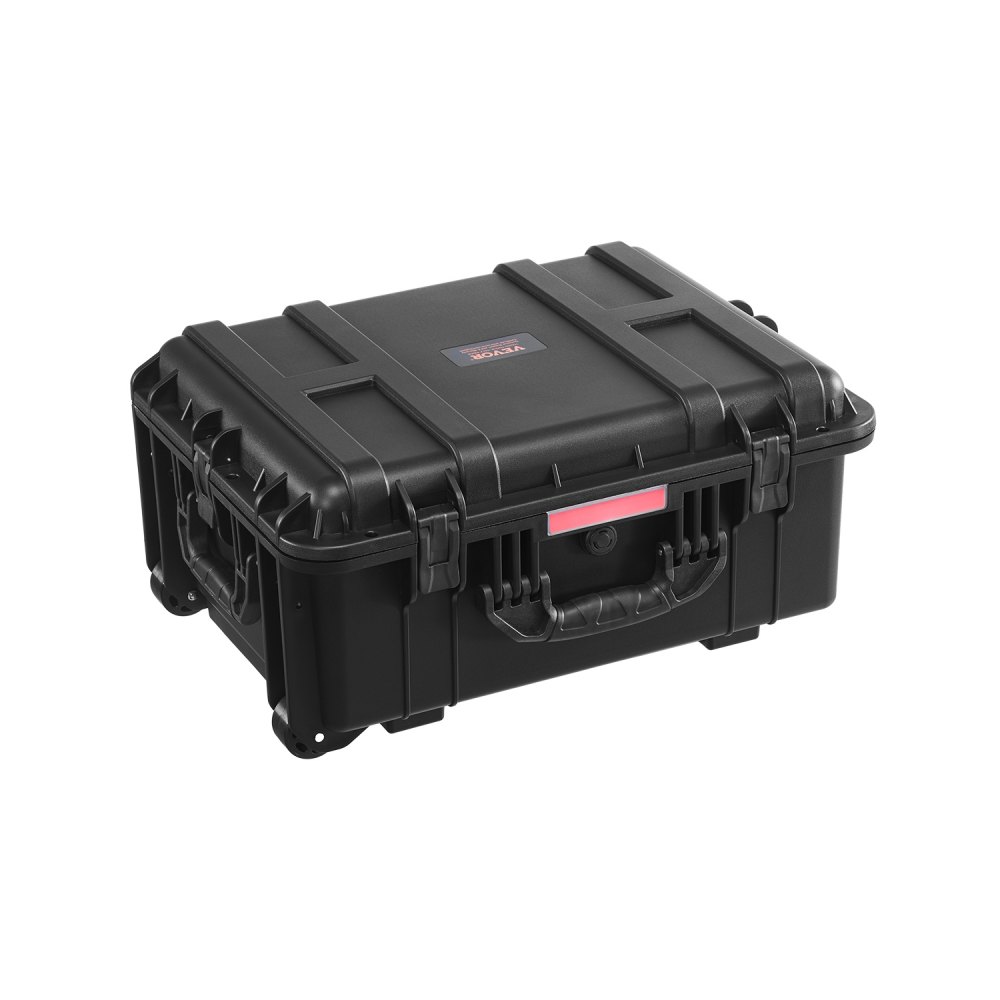 VEVOR Valigie Rigida Impermeabile 70,8 L, Custodia Protettiva Resistente alle Intemperie IP67 con 4 Clip, 4 Fori con Ruote Girevoli e Maniglia di Trazione Retrattile, per Lucchetto e Schiuma, Nero