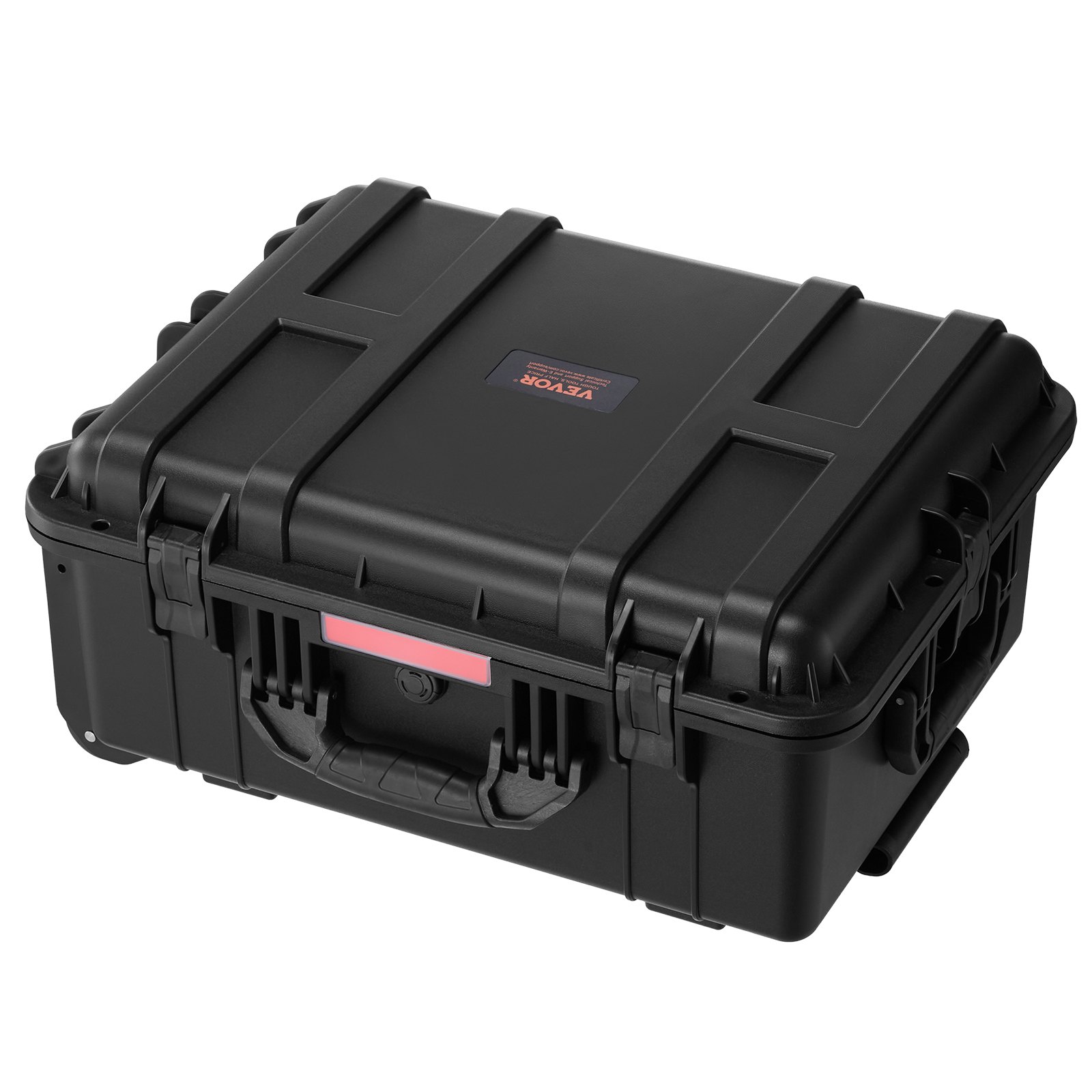 VEVOR Valigie Rigida Impermeabile 70,8 L, Custodia Protettiva Resistente alle Intemperie IP67 con 4 Clip, 4 Fori con Ruote Girevoli e Maniglia di Trazione Retrattile, per Lucchetto e Schiuma, Nero