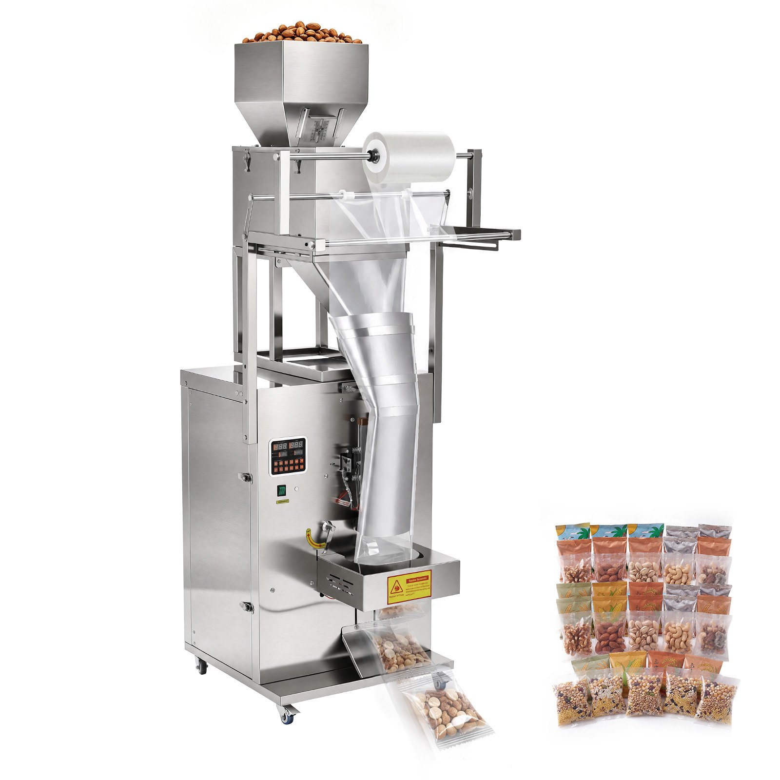 VEVOR Macchina Dosatrice e Sigillatrice per Polveri e Granuli, 10-999 g, Dosatore Automatica per Granuli, in Acciaio Inox, Pesatura e Sigillatura Intelligenti, per Caffè, Cereali e Spezie, Argento