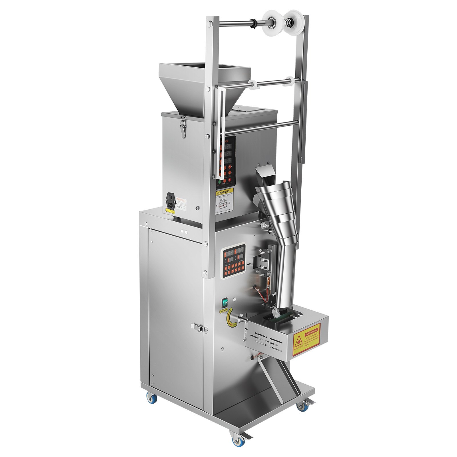 VEVOR Macchina Dosatrice e Sigillatrice per Polveri e Granuli, 3-200 g, Confezionatrice Automatica in Acciaio Inox, Pesatura e Sigillatura Intelligenti, per Caffè, Cereali, Tè e Spezie, Argento