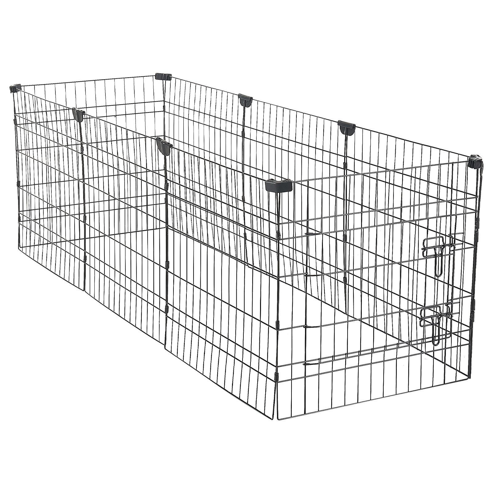 VEVOR Box per Cani Coperto da 61 cm 8 Pannelli Pieghevole Nero in Metallo, Gabbia Pieghevole Parasole Portatile da Interno con Porta, per Delimitazione Zona Cuccioli e Altri Piccoli Animali Domestici