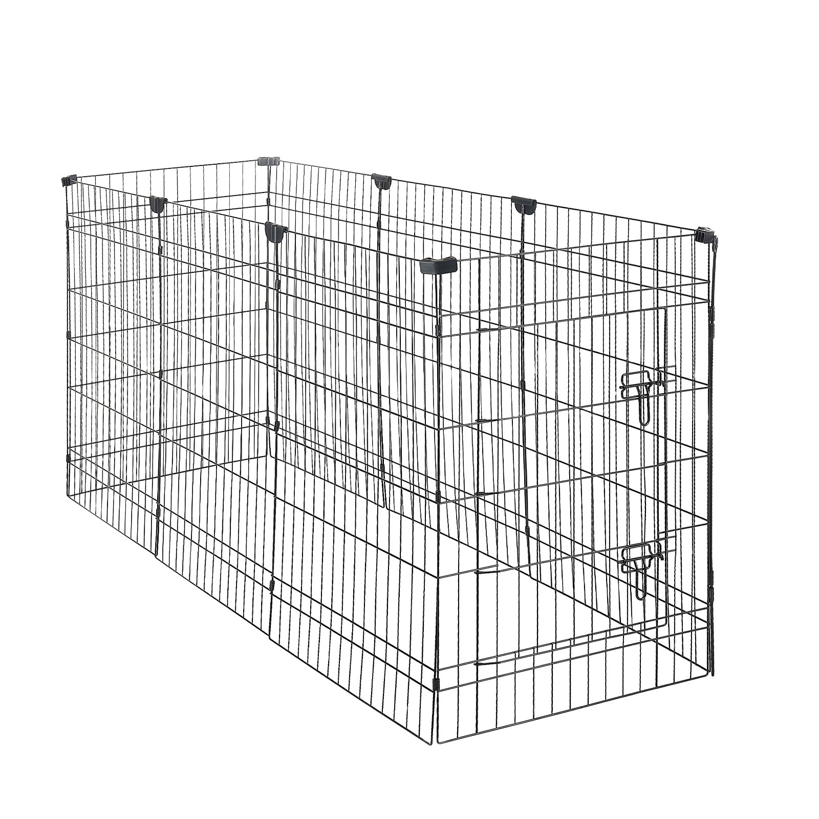 VEVOR Box per Cani da 91 cm 8 Pannelli Copertura Superiore e Base Imbottita, Recinzione Pieghevole in Metallo con Porta, Colore Nero, per Cuccioli e Delimitazione Animali Domestici di Piccola Taglia
