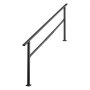 VEVOR Corrimano per Scale Esterne 6-7 Gradini, Tubo Quadrato Nero, Corrimano per Esterni in Acciaio al Carbonio Robusto, con Kit di Installazione, per Anziani, Gradini in Cemento, Portico e Terrazza