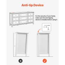 VEVOR Cassettiera a 9 Cassetti per Camera da Letto Cassettiera in Legno Bianco