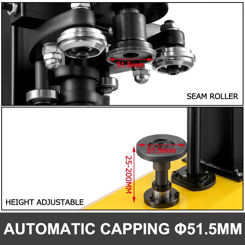 VEVOR 51.5mm Tappatrice Automatica per Tappatore per Tutti i Tipi Lattine di Plastica e di Ferro in Carta di Alluminio