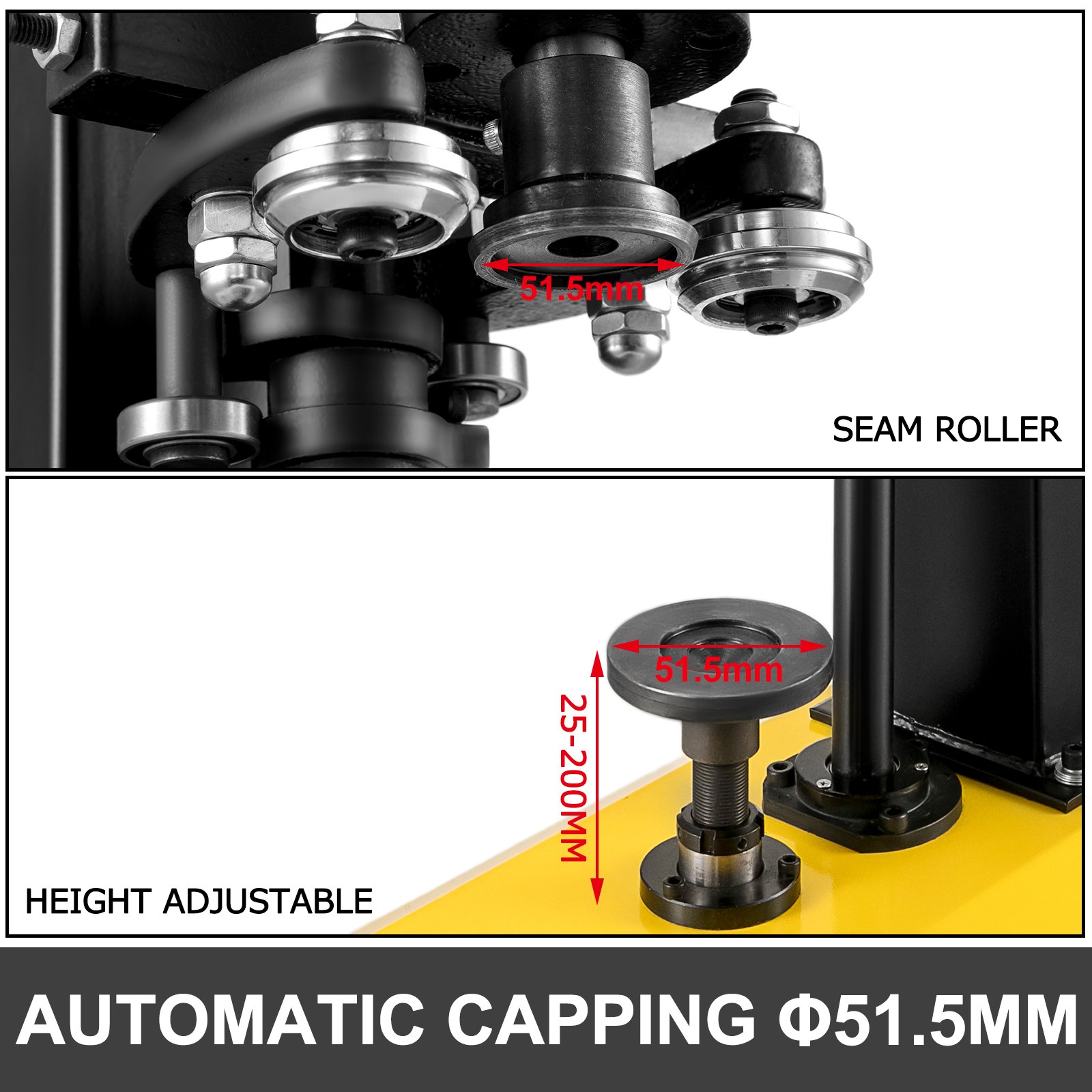 VEVOR 51.5mm Tappatrice Automatica per Tappatore per Tutti i Tipi Lattine di Plastica e di Ferro in Carta di Alluminio