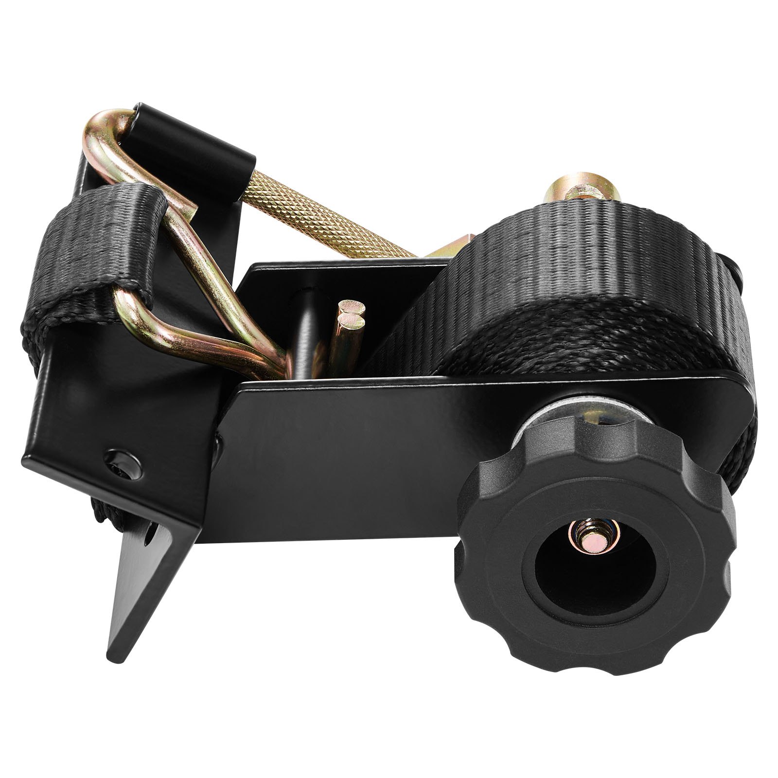 VEVOR Cinghie a Cricchetto di Ancoraggio, Montaggio su Tubo Quadrato Nero, Larghezza 38 mm x Lunghezza 2,25 m, Cinghie Nere per Fissaggio con Doppi Ganci a J, Carico 226,8 kg, Confezione da 2