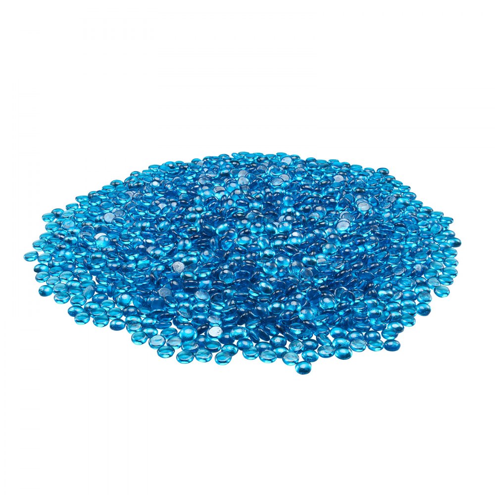 VEVOR Fire Glass, 10 lbs / 4.5 kg High-Temperature Resistant Fireplace Rocks, 3/4-Inch / 19.05 mm Reflective Firepit Glass Beads, High Luster Stone Landscaping for Fire Pit Table, Caribbean Blue