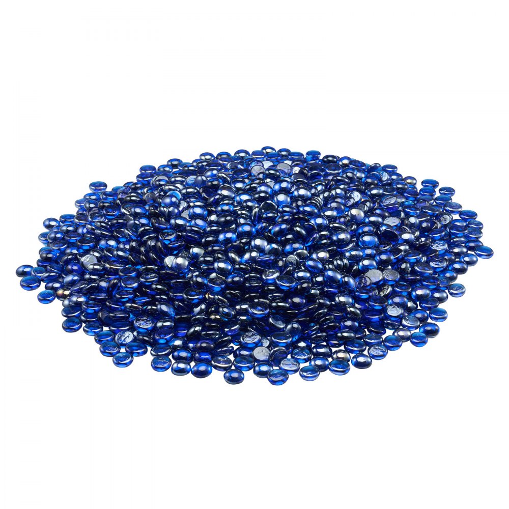 VEVOR Fire Glass, 20LBS / 9KG High-Temperature Resistant Fireplace Rocks, 3/4-Inch / 19.05 mm Reflective & Smokeless Firepit Glass Beads, High Luster Stone Landscaping for Fire Pit Table, Cobalt Blue