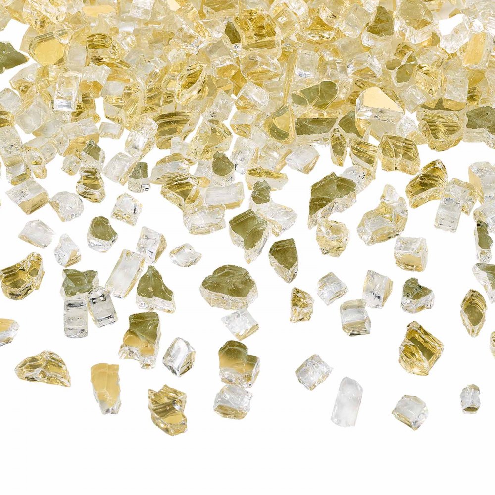 VEVOR Vetro per Braciere, Pietre per Caminetti Resistenti alle Alte Temperature, 4,5 kg, Riflettenti e Antifumo da 12,7 mm, Perle di Vetro Alta Lucentezza per Tavolo da Braciere, Colore Oro