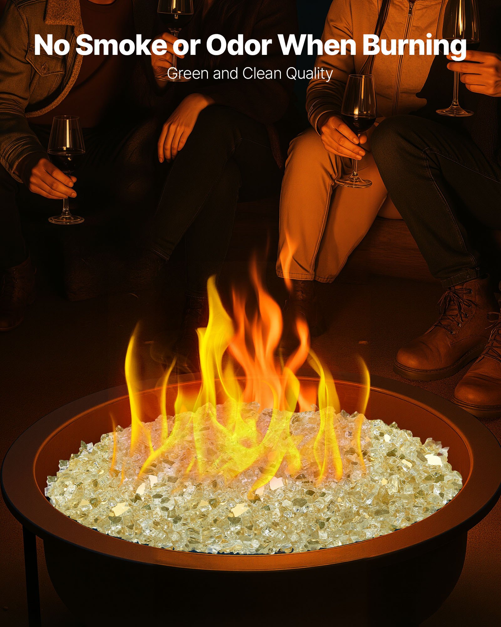 VEVOR Vetro per Braciere, Pietre per Caminetti Resistenti alle Alte Temperature, 4,5 kg, Riflettenti e Antifumo da 12,7 mm, Perle di Vetro Alta Lucentezza per Tavolo da Braciere, Colore Oro