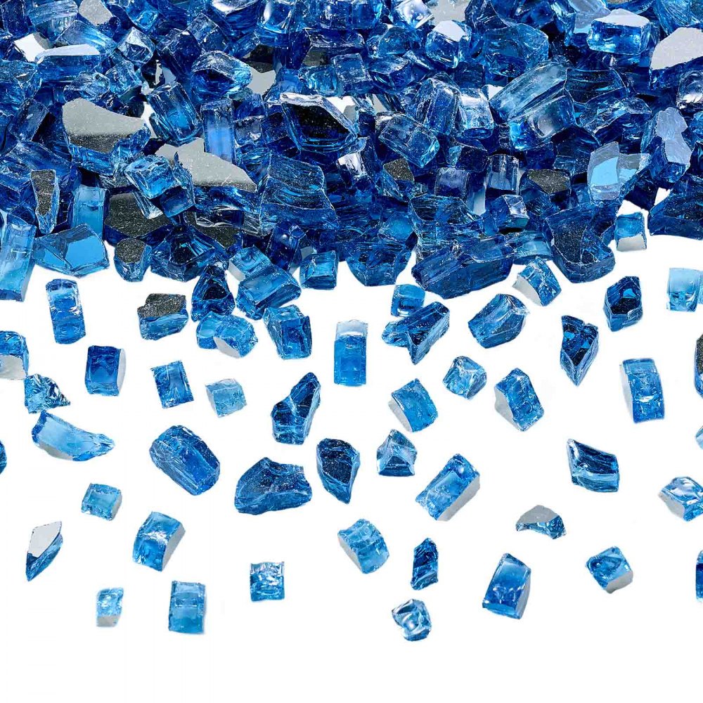 VEVOR Vetro da Fuoco per Braciere 12,7 mm di Spessore 4,5 kg di Pietre per Caminetti Resistenti alle Alte Temperature, Riflettenti e Senza Fumo, Pietre Laviche per Braciere a Gas, Blu Pacifico