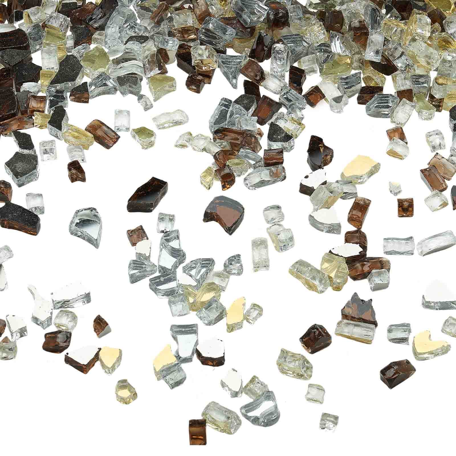 VEVOR Vetro da Fuoco per Braciere da 12,7 mm di Spessore, Pietre per Caminetti Resistenti alle Alte Temperature 4,5 kg Pietre Laviche per Braciere a Gas ad Alta Lucentezza, Rame, Trasparente e Oro