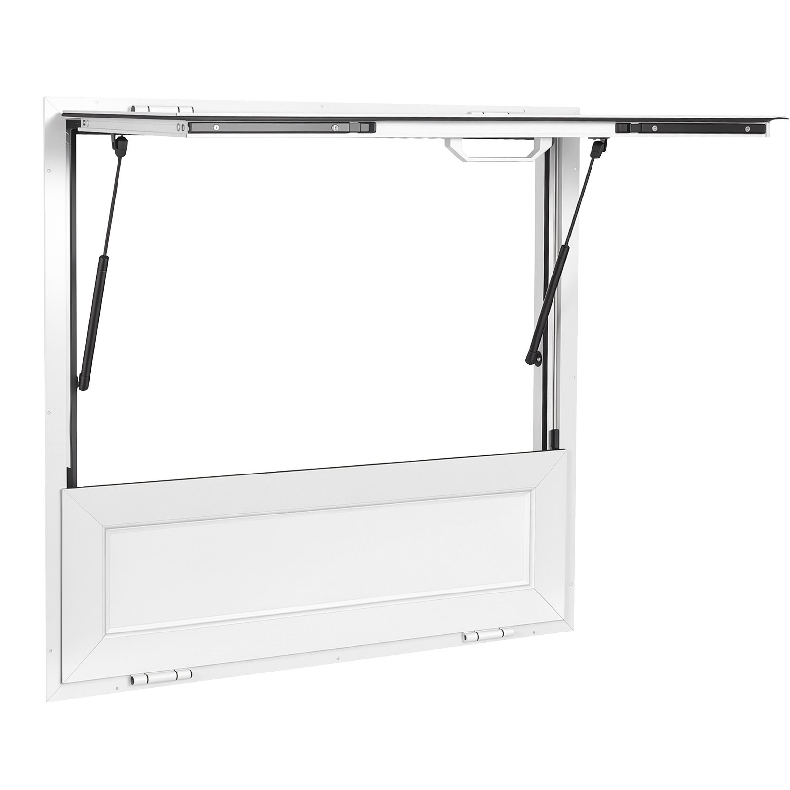 VEVOR Finestra di Servizio Bancone Pieghevole per Food Truck 915 x 915 mm Sportello di Servizio per Furgone Lega di Alluminio, Pannello Apertura max 85 Gradi, Tendalino, Tendalino, Gancio di Traino