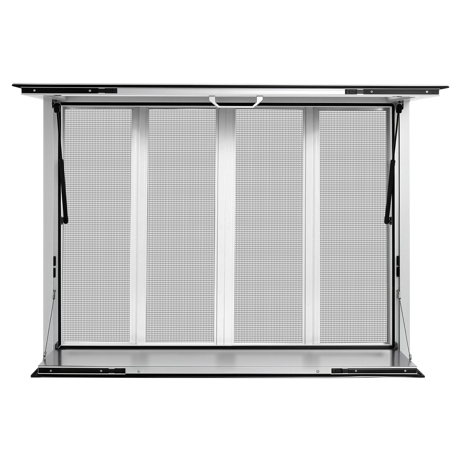 VEVOR Sportello di Servizio Furgone di Vendita Piano Portaoggetti Ribaltato, 4 Finestre Scorrevoli a Zanzariera, 1220 x 915 mm, Resistente alla Pioggia, Lega di Alluminio, Bancone Pieghevole Servizio