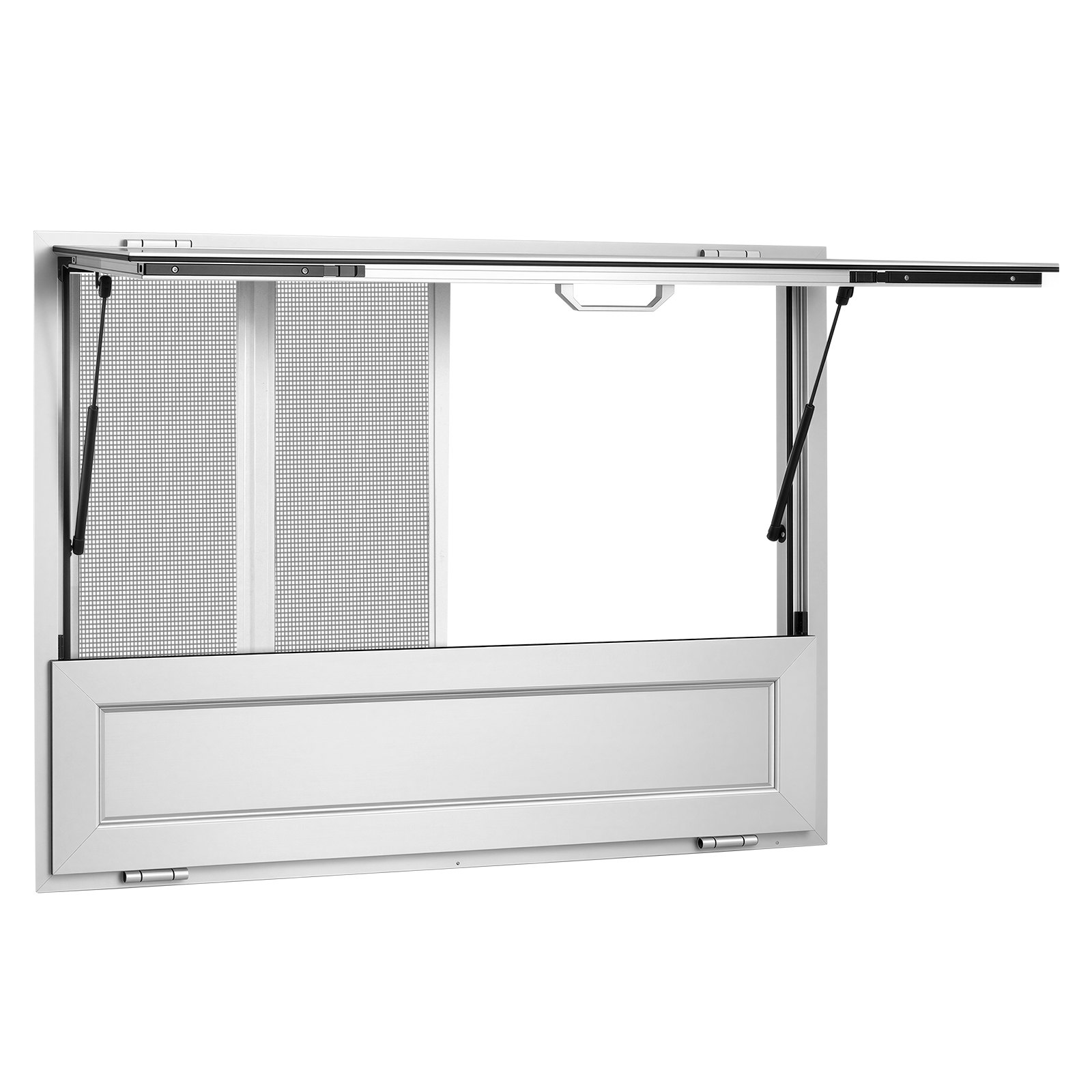 VEVOR Sportello di Servizio Furgone di Vendita Piano Portaoggetti Ribaltato, 4 Finestre Scorrevoli a Zanzariera, 1220 x 915 mm, Resistente alla Pioggia, Lega di Alluminio, Bancone Pieghevole Servizio