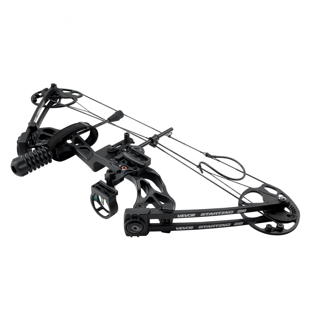 VEVOR Arco Composto da Tiro con L'Arco, Set Arco da Caccia Regolabile da 482,6 a 762 mm, Peso di Trazione da 8,62 a 31,75 kg Kit per Destrimani con Attrezzatura da Caccia, 320 FPS, Nero