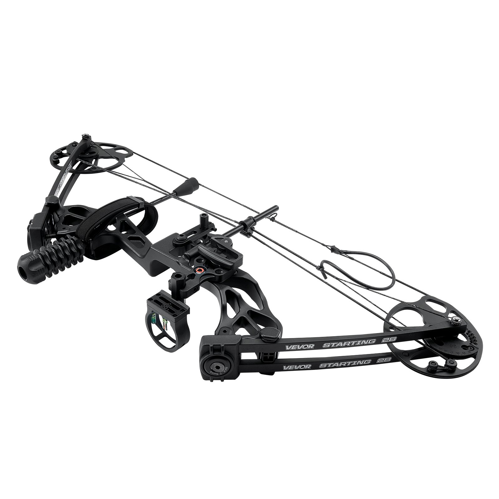 VEVOR Arco Composto da Tiro con L'Arco, Set Arco da Caccia Regolabile da 482,6 a 762 mm, Peso di Trazione da 8,62 a 31,75 kg Kit per Destrimani con Attrezzatura da Caccia, 320 FPS, Nero