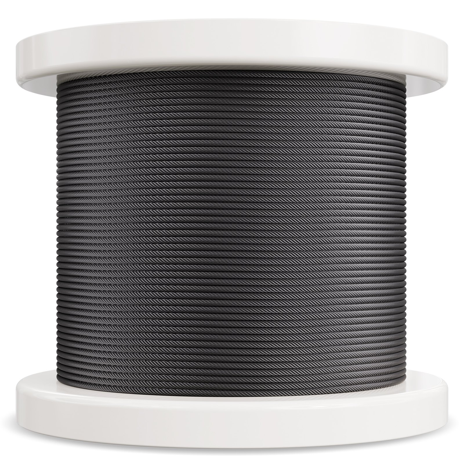 VEVOR wire rope set, 3.18 mm diameter x 152.4 m, 316 stainless steel cable with cutter & gloves, 7.1 kN breaking strength, 7 x 7 strand core in marine & aircraft grade for handrails, stairs, patio fences