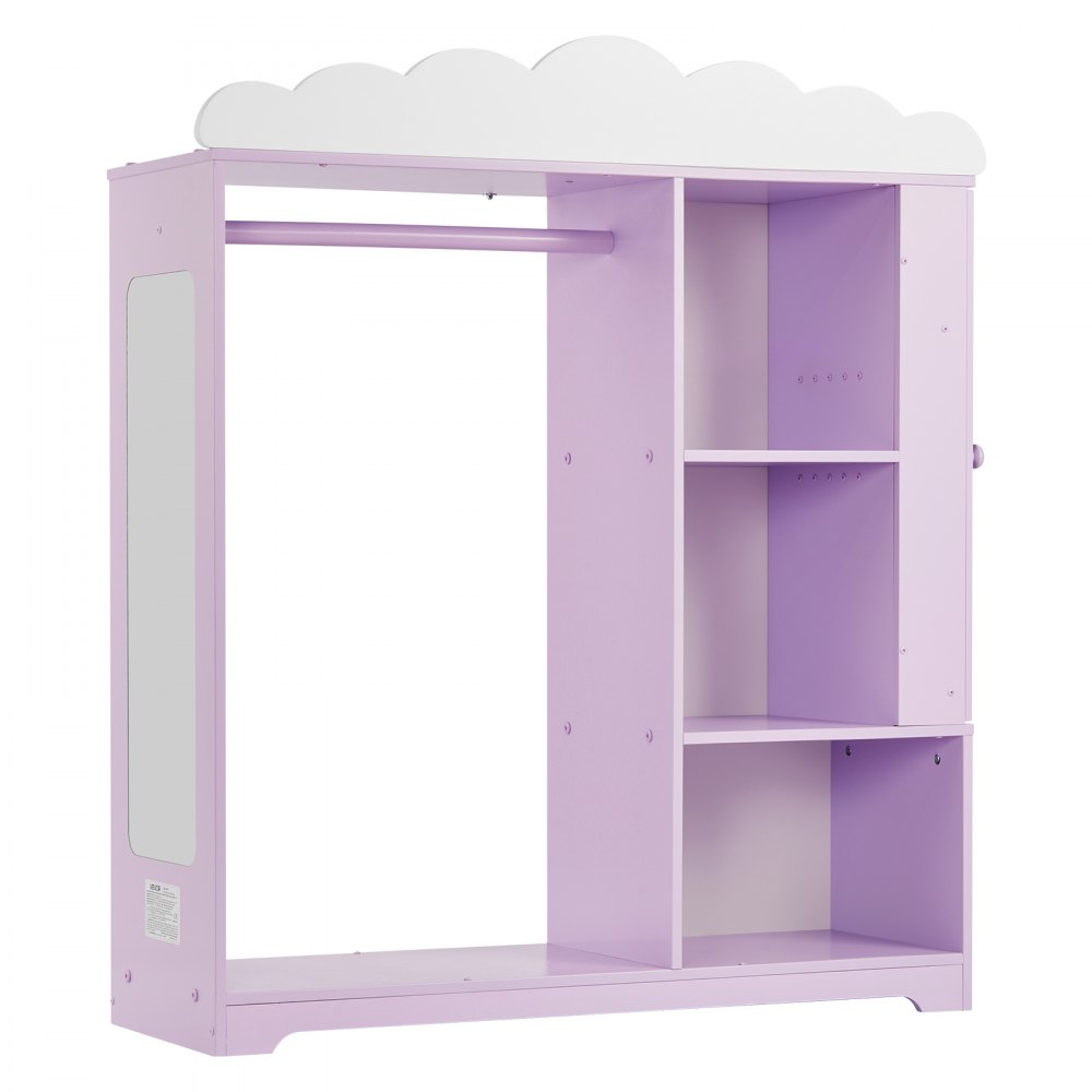 VEVOR Armadio per Costumi da Bambini con Mobiletto Portagiochi Colore Viola, Appendiabiti con Specchio e Ripiani, Guardaroba per Costumi da Travestimento, per Vestiti Camera da Letto Cameretta Bambini