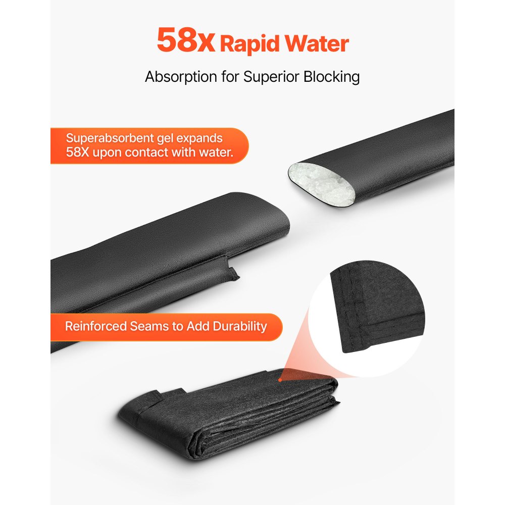 VEVOR Barriera Antiallagamento 305x21 cm Set di Sacchi di Sabbia dall'Acqua per Protezione dalle Inondazioni Sacco di Protezione Antiallagamento per Porte di Garage Officina Barriera Sacchi 8pz