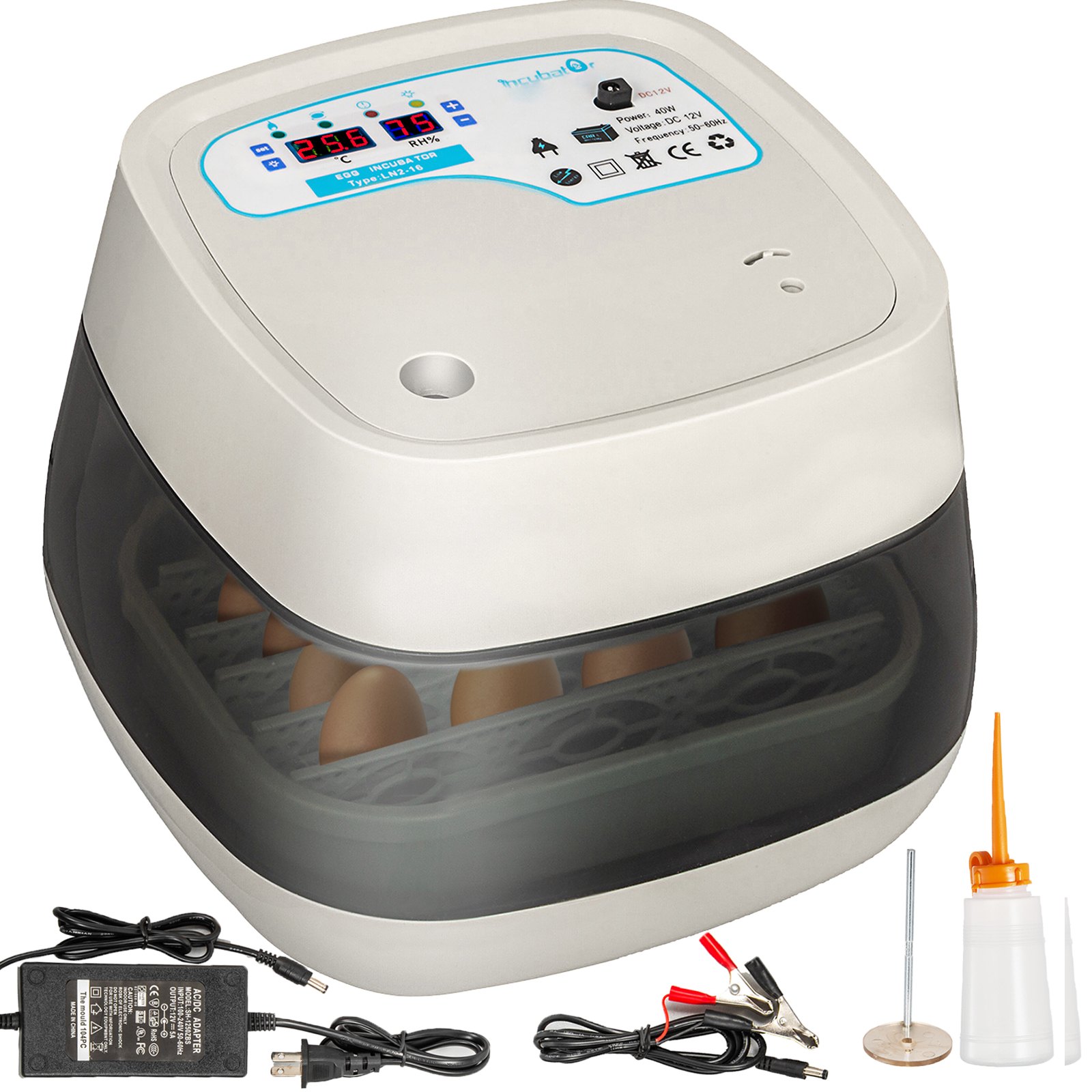 Vevor Incubatrice Per Uova 16 Digital Small Poultry Hatcher Rotolo A 360 Gradi Incubatrice Per Uova Hatcher Controllo Automatico Della Temperatura E Dell'umidità