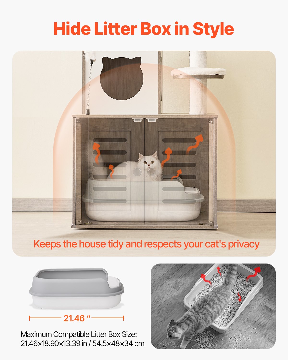 VEVOR Albero per Gatti Torre per Gatti Lettiera Recinto Casetta Gioco Interno