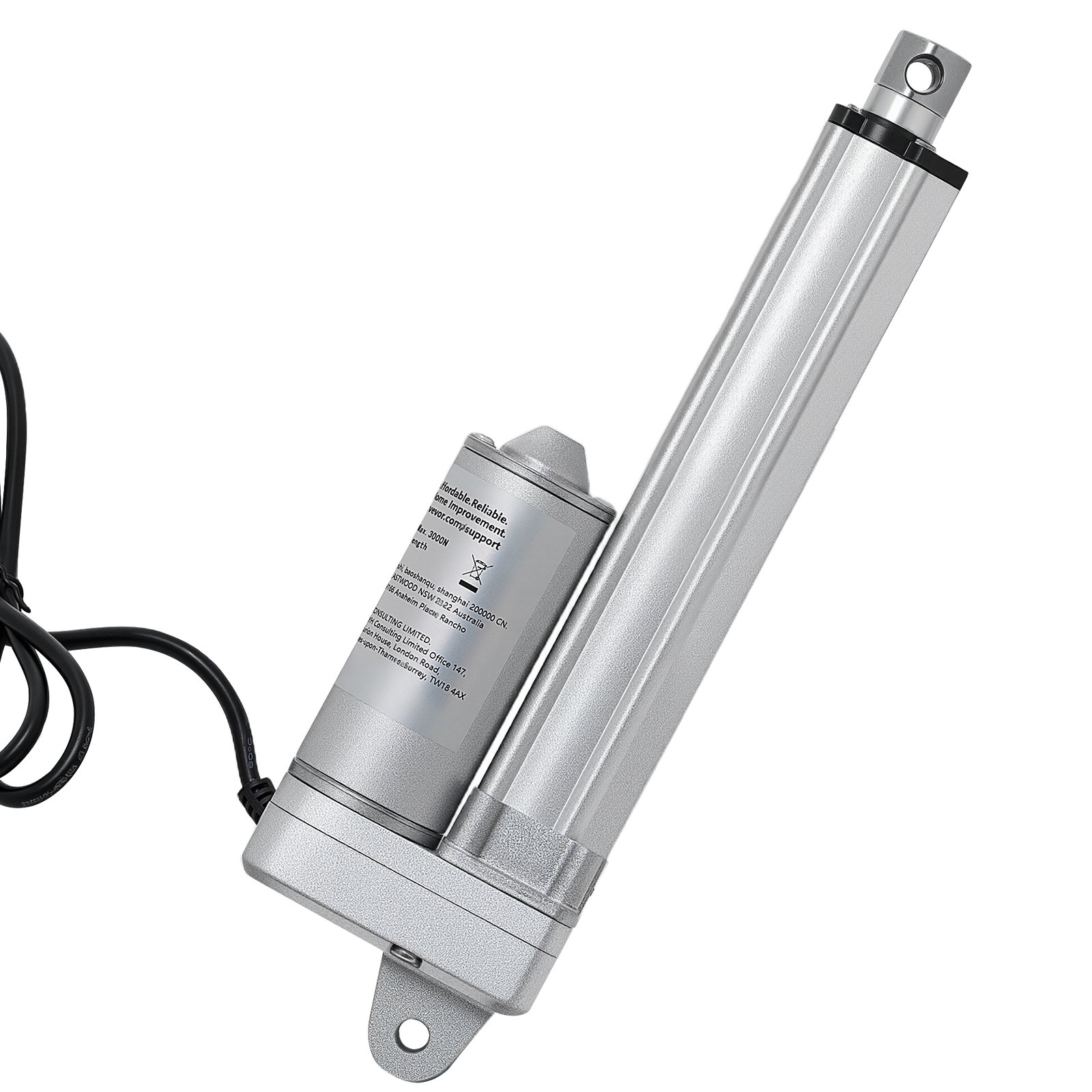 VEVOR Attuatore Lineare 12V, Attuatore Lineare Impermeabile IP65 con Corsa da 101,6 mm, Attuatori di Movimento da 3000 N con Staffe di Montaggio per Inseguitori Solari, Macchinari Industriali