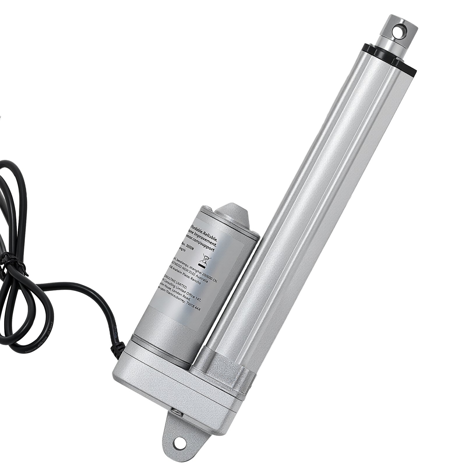 VEVOR Attuatore Lineare 12V, Attuatore Lineare Impermeabile IP65 con Corsa da 152,4 mm, Attuatori di Movimento da 3000 N con Staffe di Montaggio per Inseguitori Solari, Macchinari Industriali