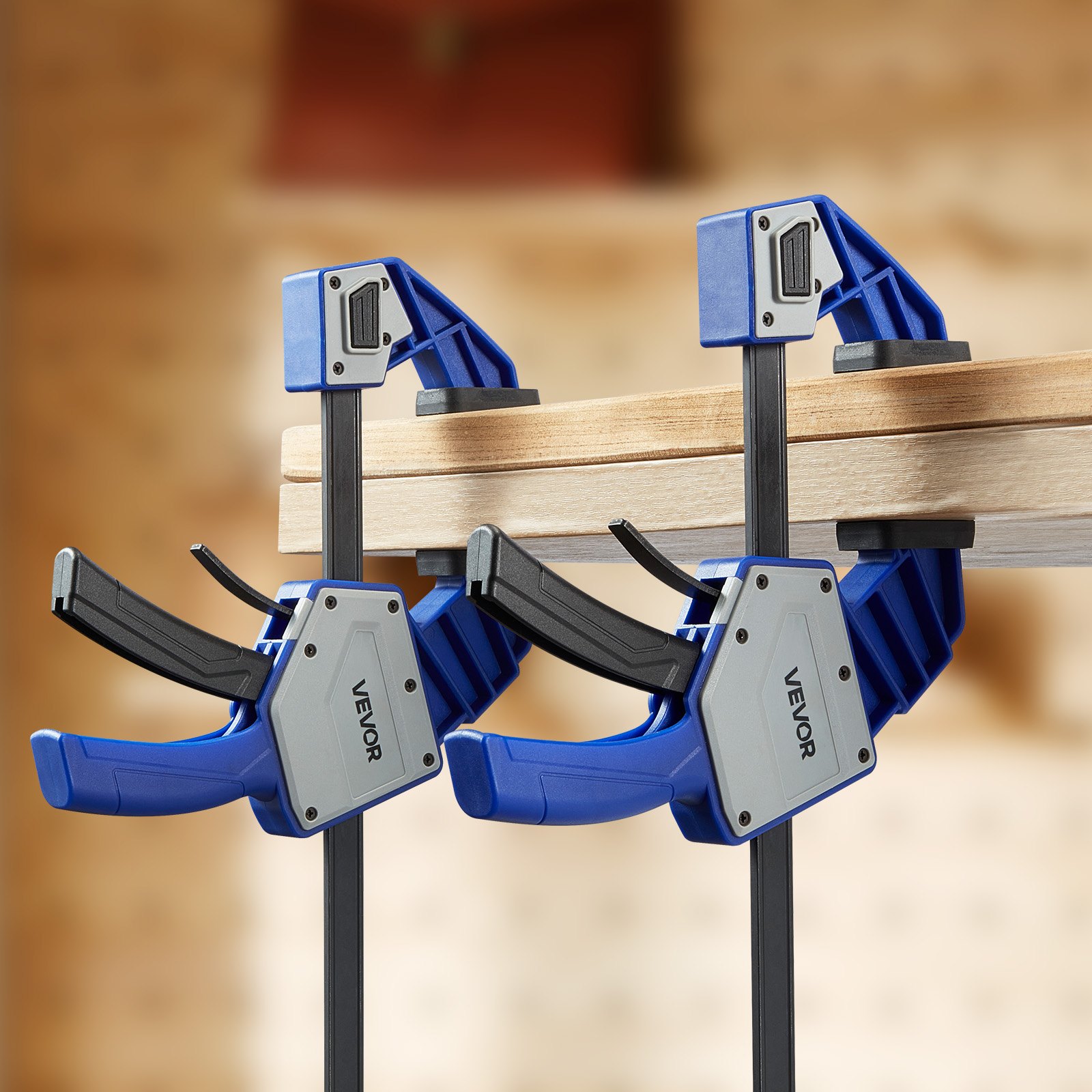 VEVOR Morsetti a Barra per Lavorazione Legno 2 Pezzi, Apertura 60,96 cm, Morsetto a F Bloccabile Carico max. 154 kg, Profondità 84,6 mm, in Acciaio al Carbonio Set di Morsetto da Falegname