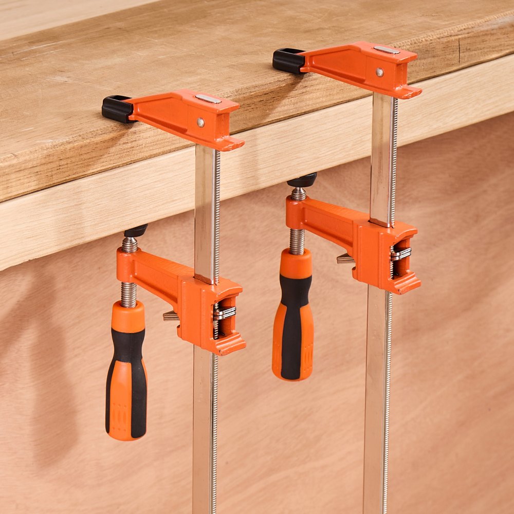 VEVOR Morsetti a Barra per Lavorazione del Legno 2 Pezzi, Apertura 60,96 cm, Set di Morsetti Paralleli, Morsetto a F con Limite di Carico 272 kg, Profondità 63,5 mm, Lavorazione dei Metalli