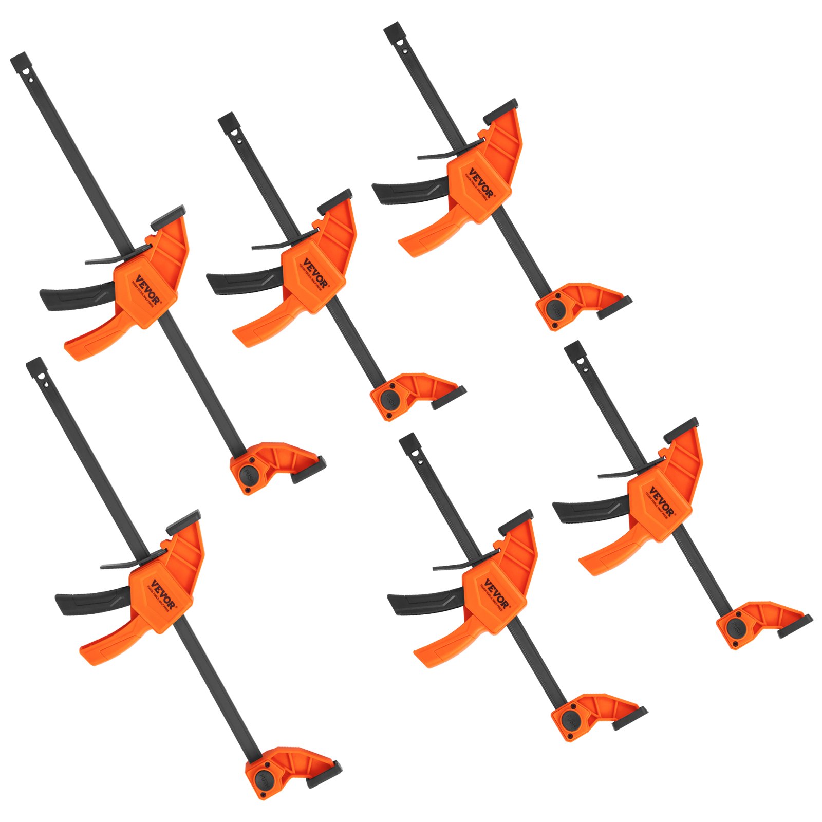 VEVOR Set Morsetti a Barra per Falegname da 6 Pz Morsetti a Sgancio Rapido 152,4/304,8mm Forza di Serraggio Max. 68kg, Pinza Allargatrice Reversibile per Falegnameria Metallurgica, Morsetti a Barra