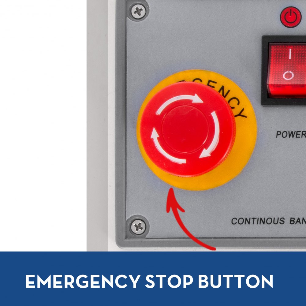 VEVOR Macchina Confezionatrice Verticale FR770, Sigillatore Automatico a Banda Continua 220V, Macchina Chiuditrice, Sigillatore Automatico Sottovuoto 500W, Pulsante di Arresto di Emergenza