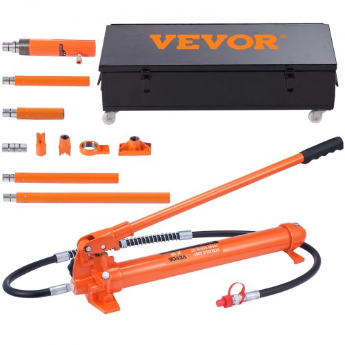 VEVOR Kit di Martinetto Idraulico Carico Max. 20 Tonn. Sollevatore Pompa per Riparazione Auto Corsa da 145 mm, Kit Utensili Sollevatore Idraulico Tipo d'Olio HV15 Cilindro Q235B Anello di Tenuta TPU
