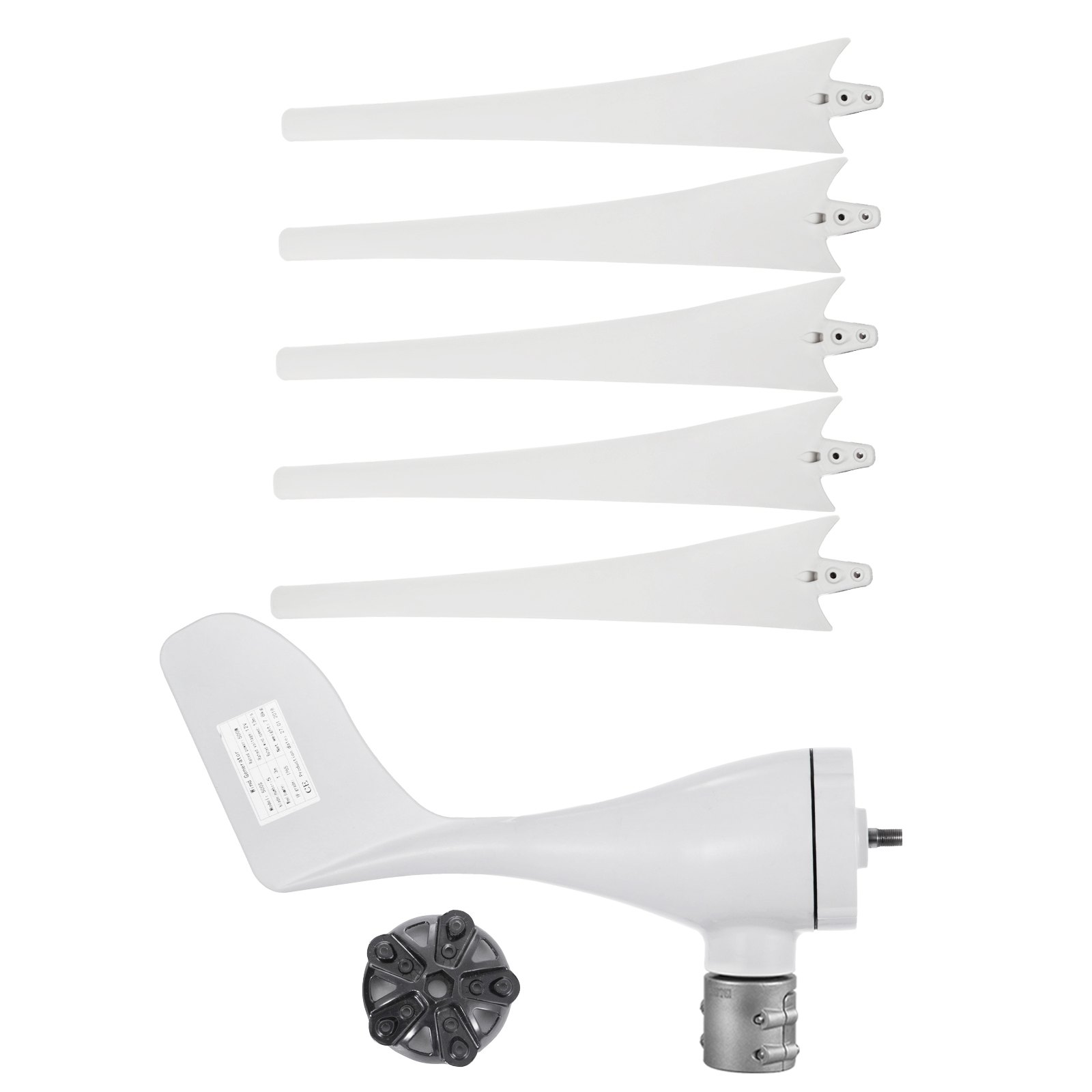 VEVOR Generatore Eolico da 500 W Generatore Eolico CC 12V 5 Pale Bassa Velocità del Vento Avvio di Luci Stradali da Giardino Turbine Eoliche con Regolatore di Carica (Lama / CC 12V)