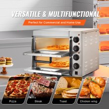 VEVOR Forno Elettrico Pizza 14 Pollici Acciaio Inox Elettrico Ripiano Doppio