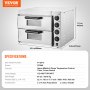 VEVOR Forno Elettrico Pizza 2 Ripiani 406mm Acciaio Inox Elettrico 4 Manopole